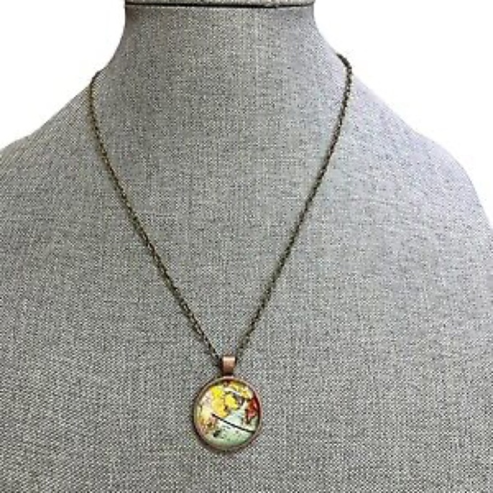 World map necklace jewelry resin charm necklace